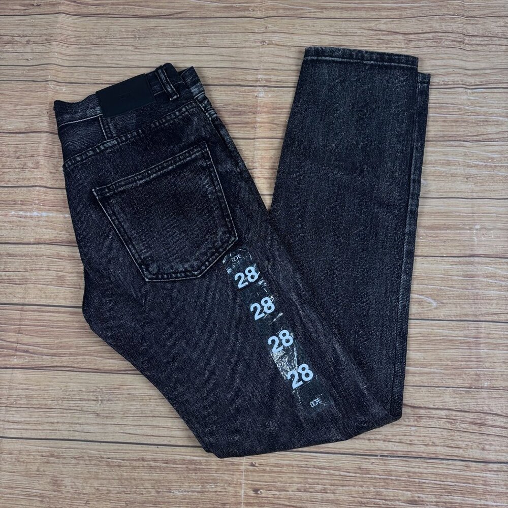 Dope Black Washed Denim Straight Leg Jeans Mens Size 28X32 Cotton Casual Fit